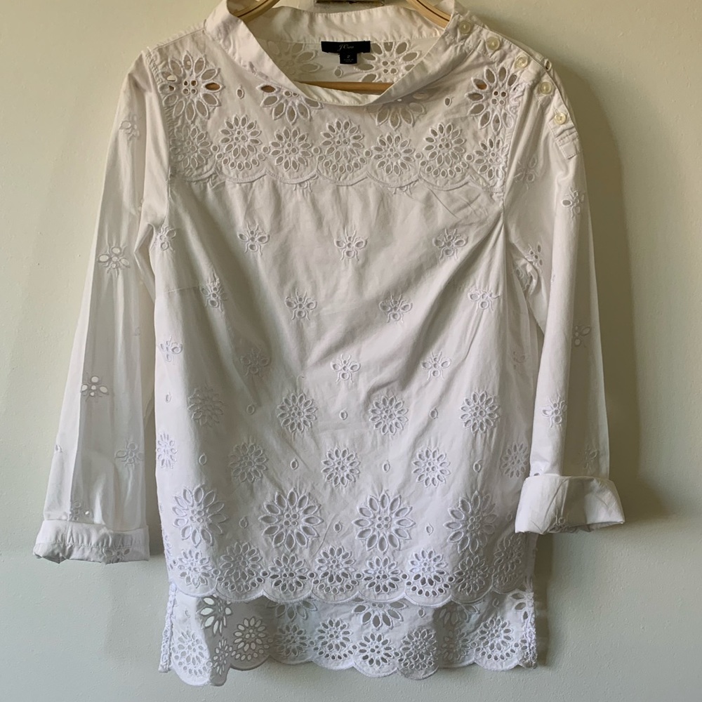 J Crew Longsleeve Eyelet Blouse